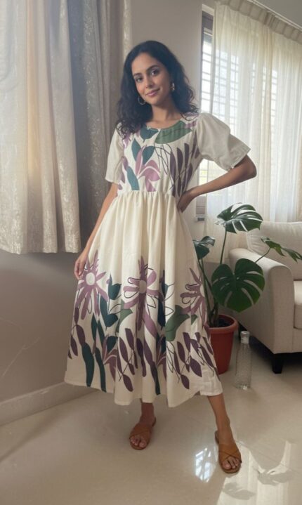 Bloom Essence cotton midi dress